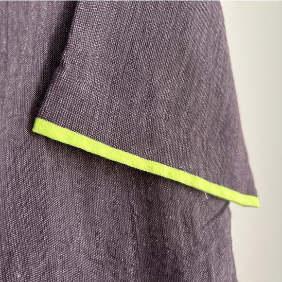 NWOT lemlem V-Neck Top, Charcoal w/ Neon Trim, Relaxed Fit, Women's Size Medium - Picture 2 of 5